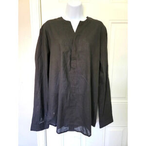 NWT Nearkin Womens Black Quarter Snap Collarless Shirt Size L